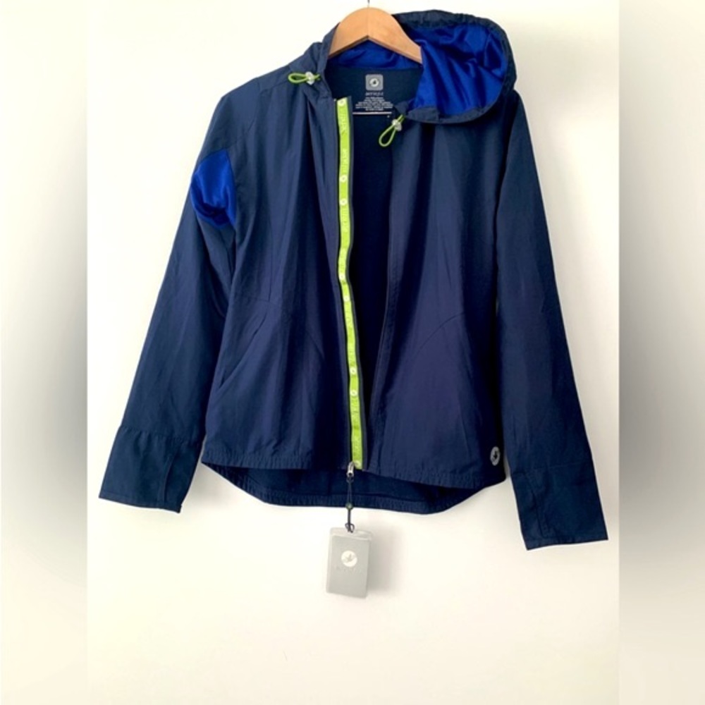 ❗️CLEAROUT❗️AERIE FIT navy water repellent lined HOODED JACKET **ZIPPER ISSUE**